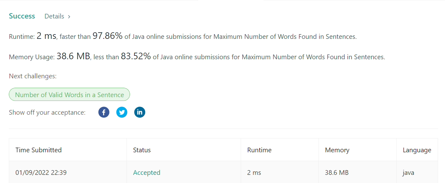 Leet Code Question 2114 Java