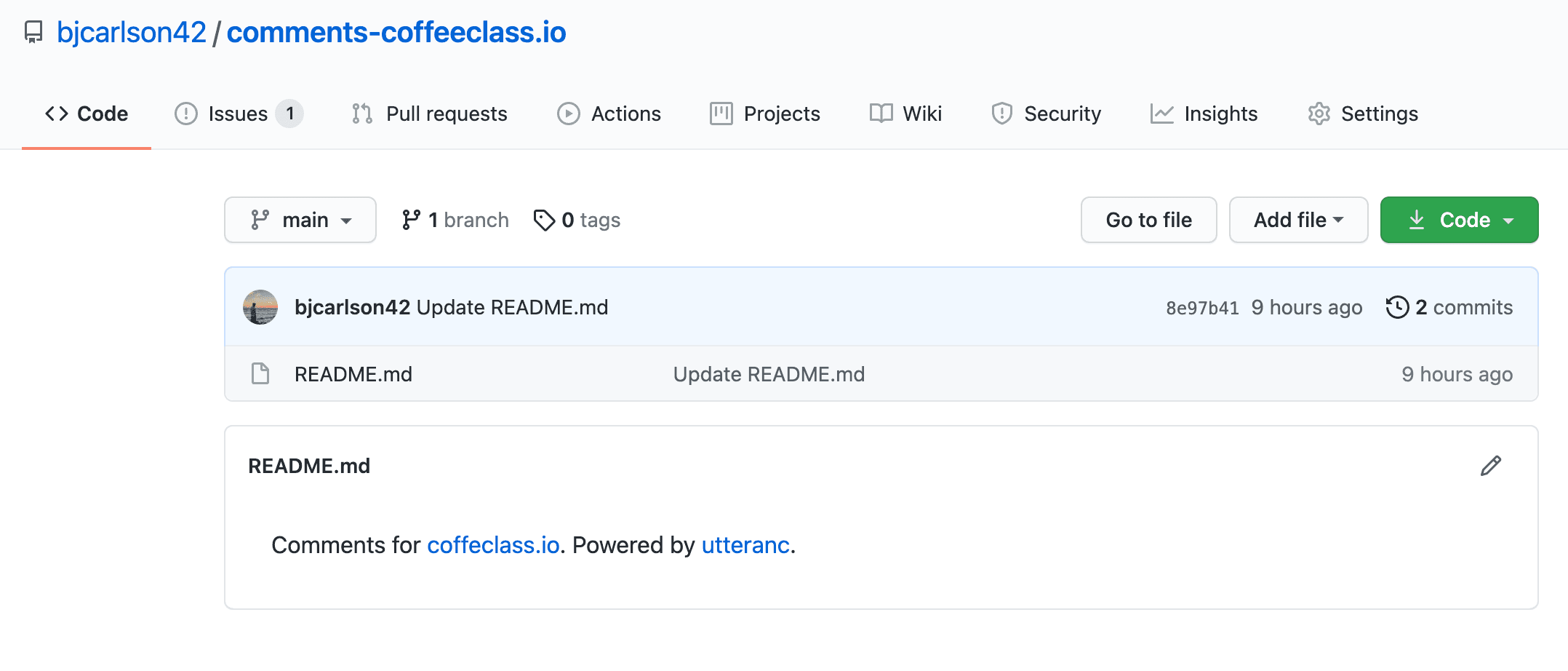 The comments GitHub repo for this website